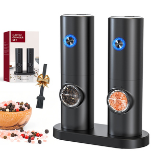 Hot Selling 2 Pcs Battery Operated Electric Spice Mill Plastic Automatic Salt <b>Pepper</b> <b>Grinder</b> Set with Led Light - Product Image 1