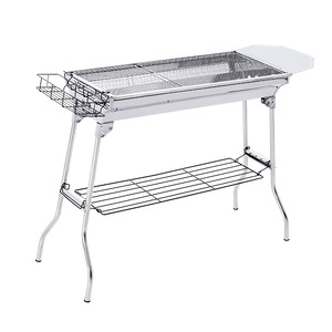 Barbecue pliable Explorer en acier inoxydable, barbecue portable pour le camping, barbecue au charbon de bois pour l'extérieur avec brochettes et support de rangement - Product Image 1