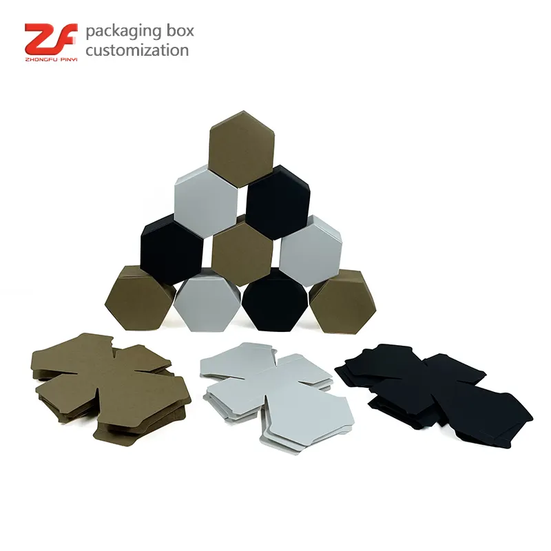 छोटे सस्ते biodegradable गुआंग्डोंग पैकेजिंग फ्लैट foldable 350 जीएसएम सादे हेक्सागोनल गत्ता बॉक्स