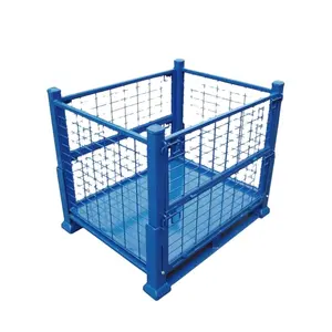 Supplier Customized Stackable Steel Metal Wire Mesh Pallet Metal Steel Stillage Box Transport Metal Containers