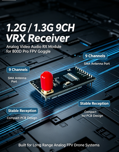 โมดูลรับสัญญาณวิดีโอ VRX 1.2G 1.3G 9CH สำหรับแว่นตา FPV รุ่น 800D Pro เสาอากาศ SMA ระยะไกล ตัวรับสัญญาณภาพและเสียง FPV - Product Image 6