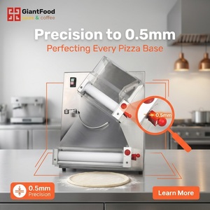 Machine à rouler la pâte commerciale GIANTFOOD DR-2A en acier inoxydable, laminoir à pâte à <span class=keywords><strong>pizza</strong></span> électrique/gaz 220V 120 pièces/heure - Product Image 1