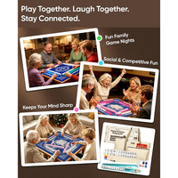 Amerikanisches Mahjong-Set mit Komplettem Spielzubehör, 166 Weiße Gravierte 3 cm Melamin-Mahjong-Steine, Reise-Mahjong für Familie, Freunde und Vereine