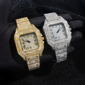 Montres Hip Hop Iced Out carrées scintillantes en quartz pour hommes et femmes, montres Bling entièrement serties de strass, montres de rappeur tendance (WT2249) - Product Image 2