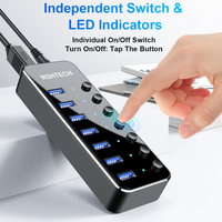 RSHTECH Hub 3.0 de 4/7 Puertos con Fuente de Alimentación de CC 5V/2A, Hubs Tipo C de 5 Gbps, Adaptador de Estación de Acoplamiento USB C 7 en 1 para Computadora Portátil
