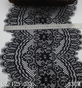 Bán Buôn 33Cm Chiều Rộng Màu Đen Sò Chantilly Ren Vải <span class=keywords><strong>2025</strong></span> Không Có Căng Pháp Lông Mi Hoa Ren <span class=keywords><strong>Trim</strong></span> Cho Phụ Nữ Ăn Mặc - Product Image 2