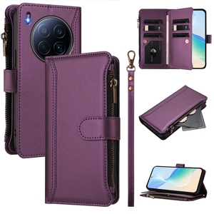 Funda de cuero PU con tapa con ranuras para tarjetas, Funda de cuero para teléfono con cremallera para Tecno Camon 40 Premier GT30 Pro - Product Image 3