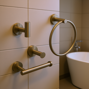 ชุดอุปกรณ์ห้องน้ำ สแตนเลสสตีลชุบนิกเกิลขัดเงา 3 ชิ้น ติดผนัง ดีไซน์มินิมอล สำหรับโรงแรม - Product Image 2