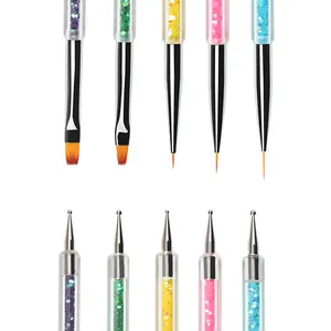 YDINI Doppelkopf UV Gel Mal stift Zeichnung Acryl Nagel bürste Nail Art Dot Point Punkt ier stift 5 Stück Maniküre Tools Kit