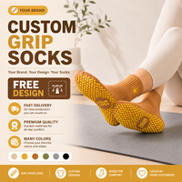 Chaussettes de yoga antidérapantes avec logo personnalisé, mi-mollet, en coton, respirantes, pour femmes, pour le yoga et le pilates