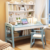 Ensemble de bureau d'ordinateur en bois simple et durable avec trous, pour chambre d'enfant, combinaison bibliothèque et chaise