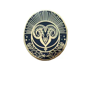 Regalo de Yangle, gran oferta, Pin de solapa de esmalte Duro Personalizado, insignia de Metal Aries de recuerdo con tarjeta de respaldo, embalaje, nuevo regalo para cumpleaños
