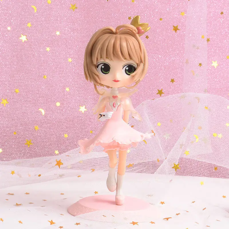 Figuras de princesas japonesas para niñas pequeñas, Sakura Con Base, juguete bonito para fiesta de cumpleaños, venta al por mayor