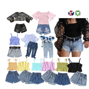 Vente en gros d'ensembles de vêtements pour filles en bas âge, 2 pièces, haut court et <span class=keywords><strong>jupe</strong></span> en jean, pour l'été - Product Image 2