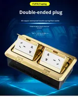 Prise de sol européenne double 2 trous britannique 10-20A IP11 entièrement en acier inoxydable Pop-Up 2 positions avec port USB