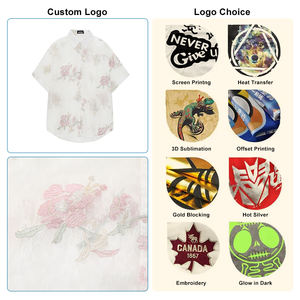 Chemises d'été personnalisées pour hommes 100% coton, séchage rapide, respirantes, écologiques, à manches courtes, imprimées plage, coupe ample - Product Image 5