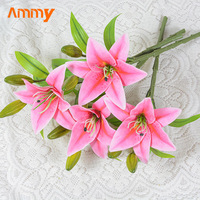 AM-AFK01 Fleur de lys artificielle à tige longue de 38 cm, haute simulation, durable, pour arrangements floraux de mariage et décoration intérieure, fournie par Ammy Factory