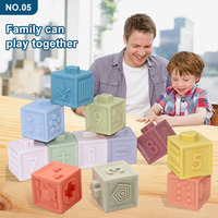 Ensemble de blocs de construction numériques en caoutchouc souple personnalisés de 12 pièces, jeu d'empilage Montessori