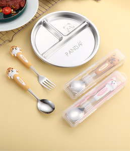 ชุดช้อนส้อมสแตนเลสลายการ์ตูนน่ารักสำหรับเด็กใช้ทุกวัน ปลอดสาร BPA ใช้กับเครื่องล้างจานได้ ทำความสะอาดง่าย - Product Image 6
