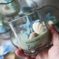 Bougie en forme de coquillage personnalisée avec logo, parfumée, senteur brise marine, pour décoration, cadeau souvenir pour bébé