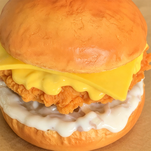 Maquette de Burger de Poulet Réaliste en PU, Modèle de Sandwich au Poulet Croustillant et au Fromage, Décoration de Restaurant, Garniture Sauce et Légumes - Product Image 2