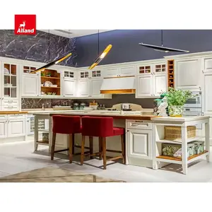 Allandcabinet Customized Country Style Beautiful Solid Wood Kitchen Cabinets Furniture