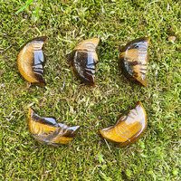 HZ Pierre Naturelle Brute, Quartz de Guérison, Sculpture de Canard Mignon Gravée, Pierre Précieuse, Sculpture de Lune pour Décoration Intérieure et Cadeau