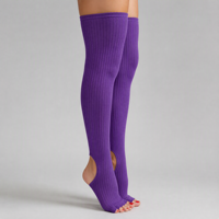 Chaussettes antidérapantes personnalisées en gros à bout ouvert, talon ouvert, pour yoga et pilates, montantes au-dessus du genou