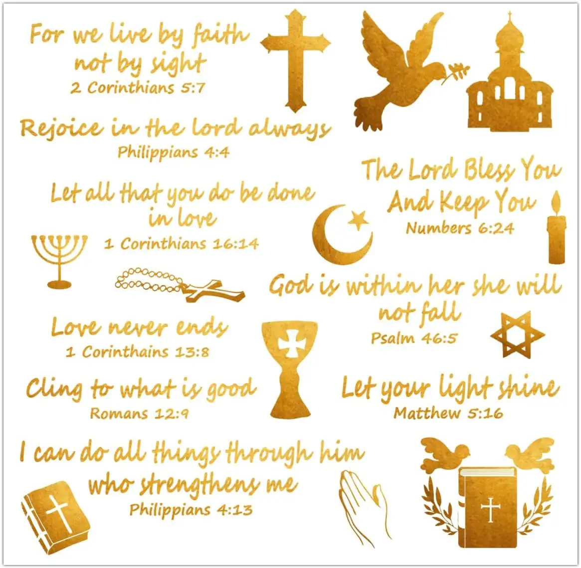 ملصقات تحريكية لصفوف الآيات المقدسة ملصقات مذهبية مستوحاة من الآيات المسيحية ملصقات ذهبية رقيقة