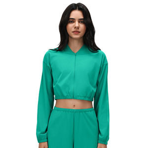 Veste courte sexy révélant la taille, veste de <span class=keywords><strong>fitness</strong></span> décontractée pour femme, couleur unie, polyvalente, légère et respirante - Product Image 5