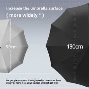 Parapluie pliant manuel extra large pour hommes et femmes, design professionnel, en acier, avec revêtement en tissu noir anti-UV - Product Image 3