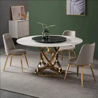 Ensemble de table à manger en marbre moderne et élégant, porcelaine, 6 places, pour hôtel et maison