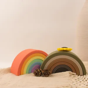 6pcs Bpa Free Silikon Regenbogen blöcke Stapeln Spielzeug Große Regenbogen Bausteine Silikons pielzeug für Kinder Lernspiel zeug