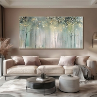 Peinture sur toile abstraite texturée 3D faite à la main, encadrée, représentant une forêt, pour décoration de salon, style bohème