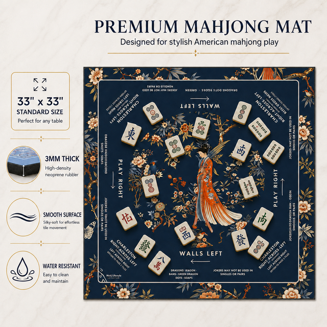 Custom Luxury Modern Mahjong Poker Game Mat 3mm Neoprene Foldable Eco-Friendly Portable Anti-Slip Waterproof Anti-Static Design