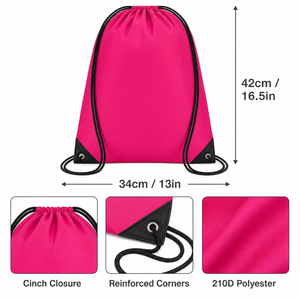 Sac à cordon vierge DIY 16,5x13 pouces en polyester 210D, idéal pour la broderie, la sérigraphie, l'aquarelle, l'école, la gym, les festivals, les motifs néon - Product Image 2