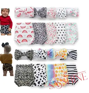 Toddler Kids Baby Vintage Cow Print Shorts with Headband Summer Bloomers for Kids Little Girls Ruffle Bubble Casual Shorts