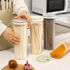 Noodle Jar Food Storage <b>Containers</b> Grain Locking Lid <b>Flour</b> Visualization Cylindrical Cover Kitchen Can Refrigerator Organizer - Product Image 3