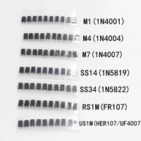 Kit de diodes SMD 1N4001 1N4004 1N4007 SS14 SS34 SS16 SS36 Schottky, jeu de diodes de redressement M1 M4 M7 SS14 SS34 RS1M US1M, 70/90 pièces