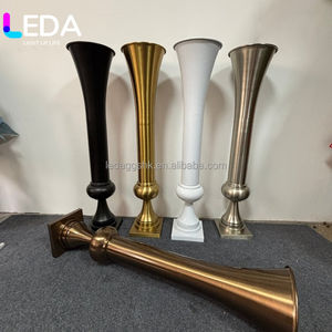 Jarrón de Metal de Lujo LEDA al por Mayor, en Dorado, Plateado, Blanco y Negro, con Forma de Florero, para Decoración de Centros de Mesa en Bodas, Elegante - Product Image 2