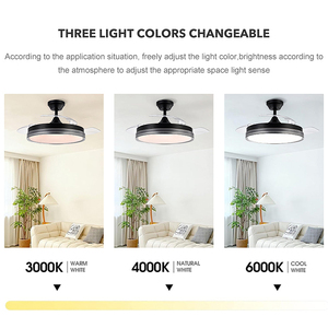 Ventilateur de plafond rétractable BAOSHAN à faible bruit, décoratif, 6 vitesses, 42 pouces, avec lumière LED - Product Image 5