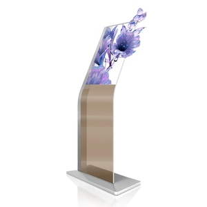 ตู้โชว์ OLED สองด้านแบบบางเฉียบสำหรับโฆษณาหน้าจอแสดงผลดิจิทัลโปร่งใสขนาด55นิ้วพร้อมหน้าต่าง
