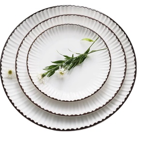 Platos Redondos de Porcelana Blanca, Duraderos, de Color Personalizado, con Borde Azul, para Hogar y Restaurante - Product Image 4
