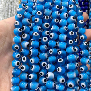 Venta al por mayor azul turco mal de ojo Murano cuentas de cristal 4mm 6mm 8mm 10mm joyería de cristal hacer collar de ojo del diablo Accesorios - Product Image 6