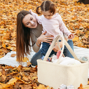 High Quality White Teddy Velvet Baby Diaper <strong>Bag</strong> Nursery Storage Caddy Mommy Carry <strong>Bag</strong> <strong>Nappy</strong> Toy <strong>Organiser</strong> for Newborn Essential - Product Image 4
