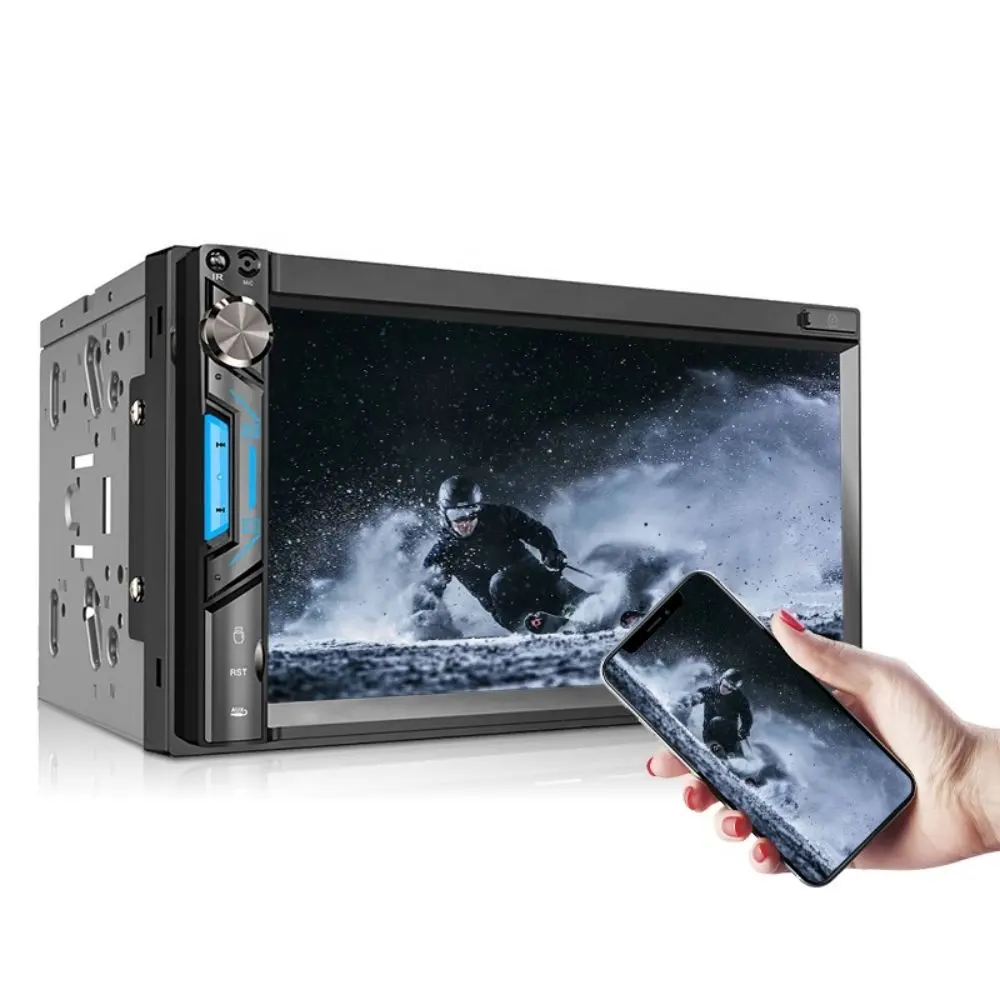 JMC Universal Car Radio Stereo MP5 Video Player Subwoofer AUX USB SD MP5 Player 2 Din Touch Screen Steel Wheel Control