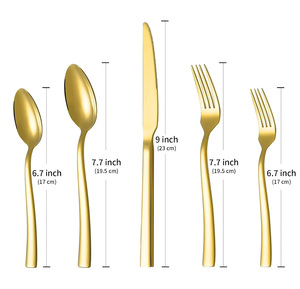 Juego de Cubiertos de Acero Inoxidable Pulido Espejo de 5 Piezas, Juego de Cubiertos Gruesos con <span class=keywords><strong>Cuchillo</strong></span>, Tenedor y Cuchara Dorados y Plateados para Bodas - Product Image 2