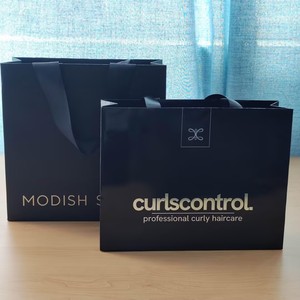 Custom Inside & Outside Glossy Black Paper Shopping <b>Bags</b> Silver Foil Logo <b>Luxury</b> Tote <b>Bags</b> For Hair Care Salon Packaging - Product Image 6