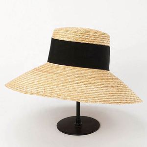 Chapeau de soleil à large bord rayé style été 2018 pour femme, en paille de blé, idéal pour le quotidien, les fêtes, la pêche, les loisirs en extérieur et les voyages - Product Image 3