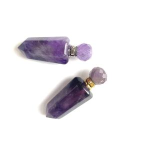 Chai nước hoa mini bằng đá thạch anh tím tự nhiên, làm mặt dây chuyền, bán buôn chai nước hoa bằng đá pha lê - Product Image 5